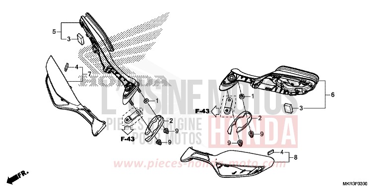 MIROIR de CBR1000RR SP SP1 SP2 PEARL GLARE WHITE (NHB53) 2022